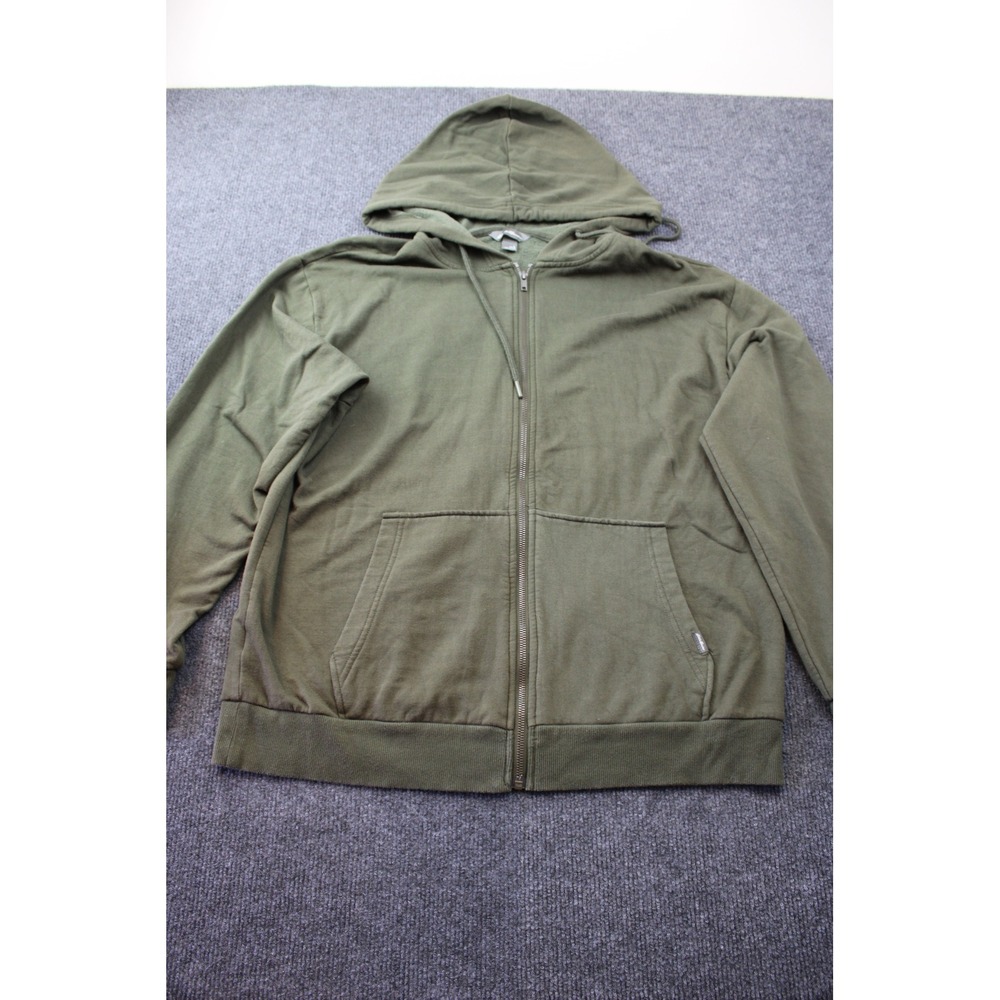 Eddie Bauer Mens Large Olive Green Full Zip Fleece Lined Hoodie Sweatshirt 191